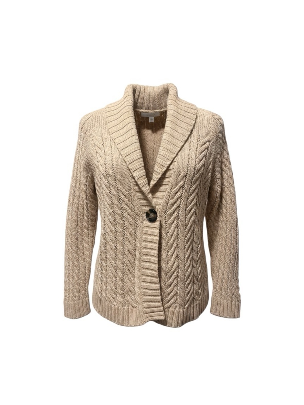 Banana Republic Beige Shawl-Collar Cable Knit Cardigan